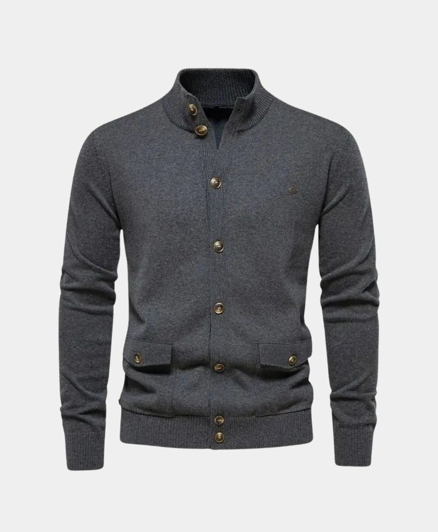 Knitted Cotton Sweater with High Collar - Rowan