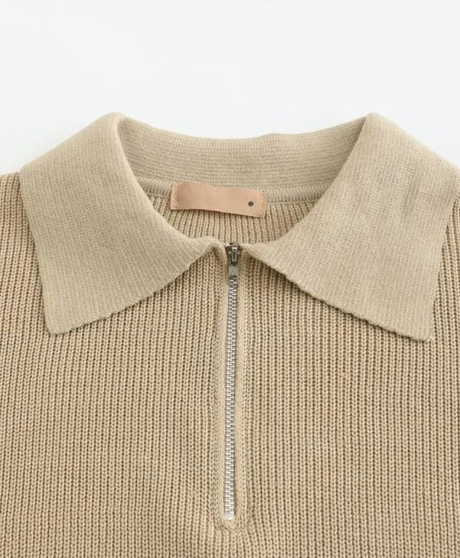 Essential Sweater with Zipped Polo - Rowan
