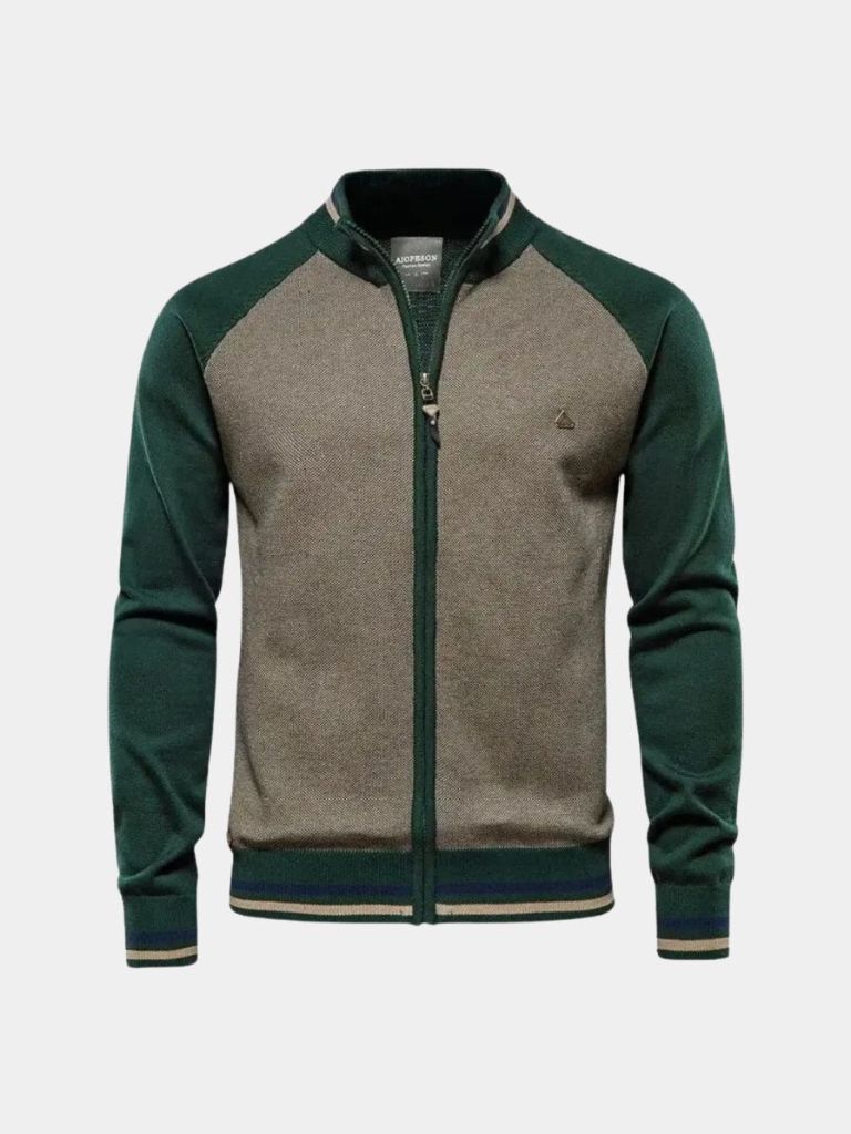 High-Zip Color Block Cardigan - Rowan