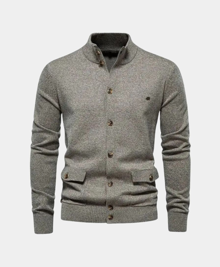 Knitted Cotton Sweater with High Collar - Rowan