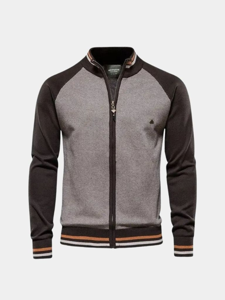 High-Zip Color Block Cardigan - Rowan