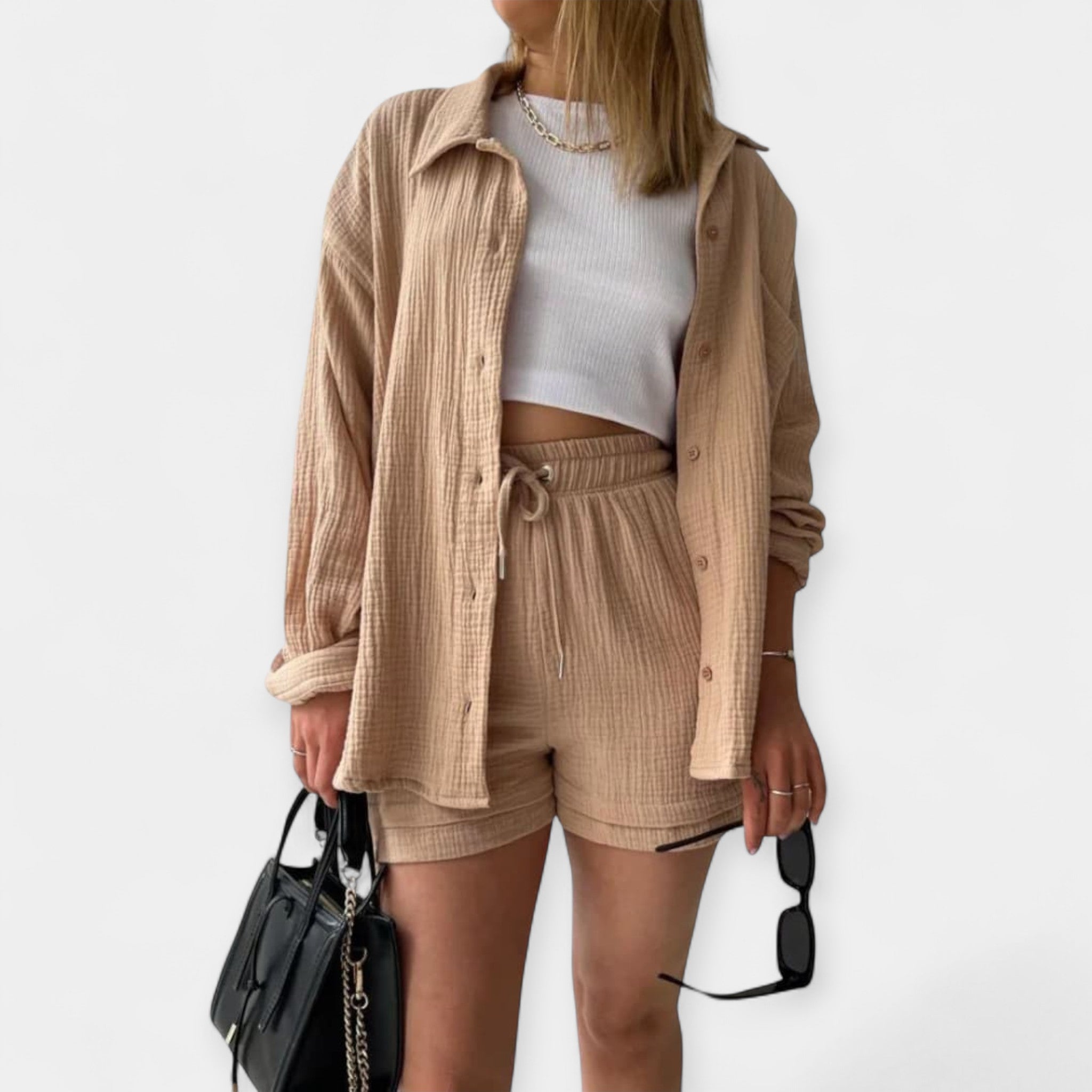 Dual Color Summer Outfit - Top and Shorts