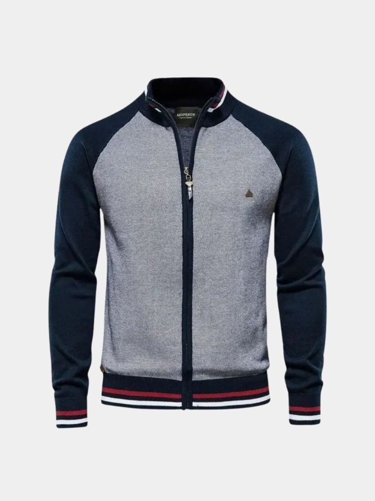 High-Zip Color Block Cardigan - Rowan