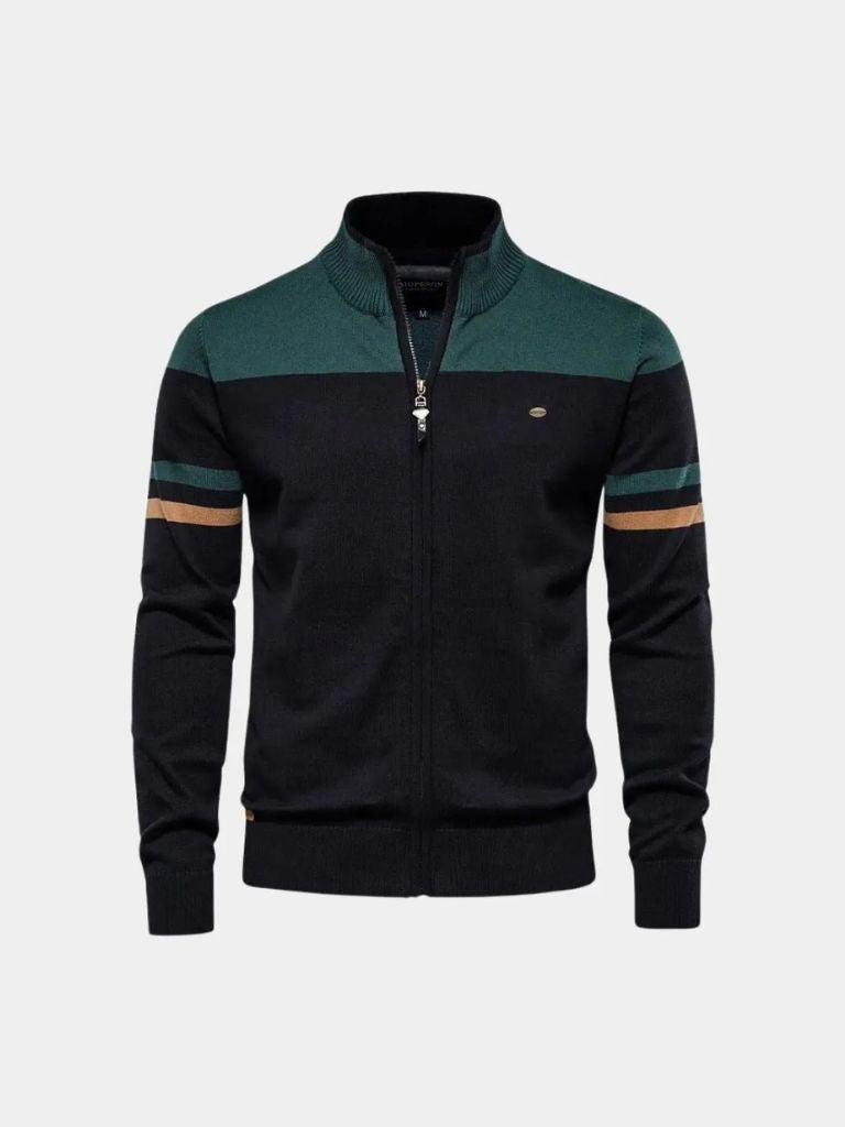 Zipped Cardigan with High Collar - Rowan