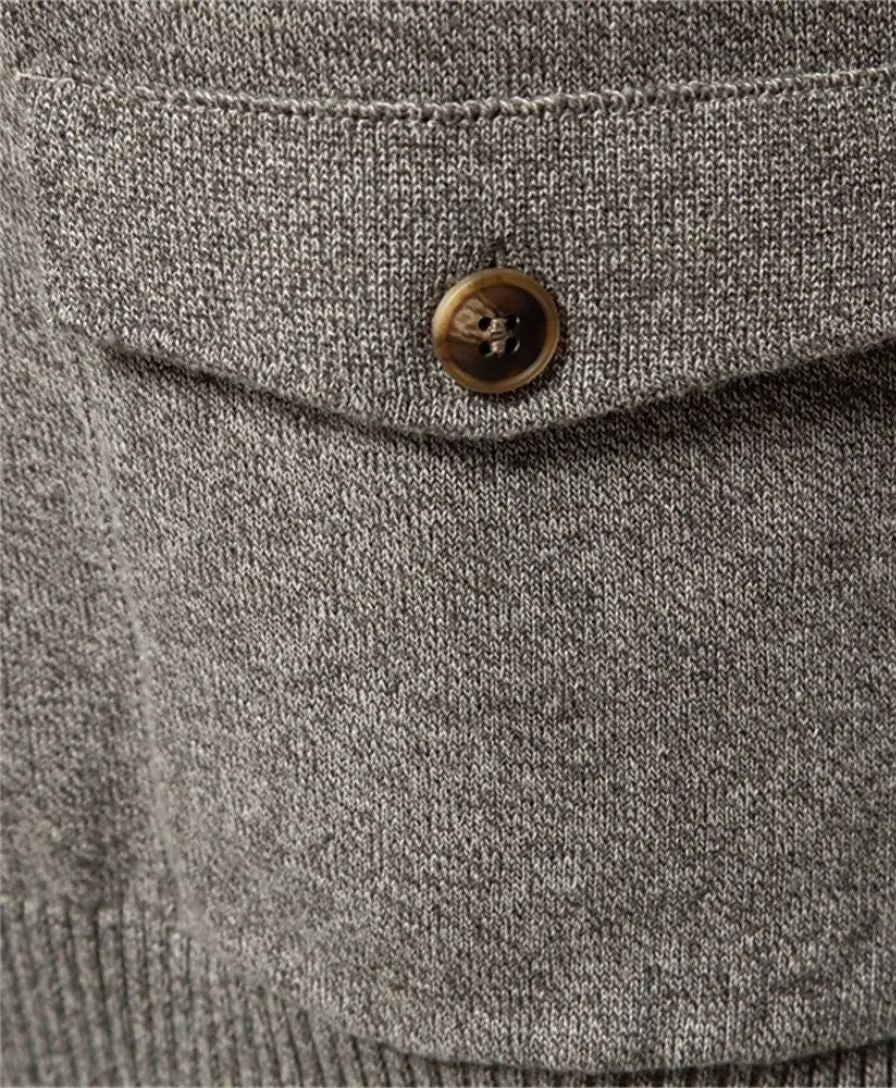 Knitted Cotton Sweater with High Collar - Rowan