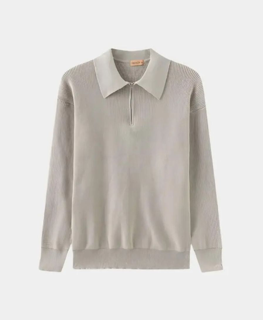 Essential Sweater with Zipped Polo - Rowan