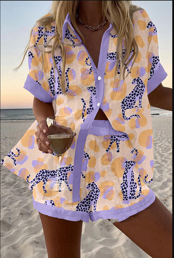 Reolia | Short Set with Leopard Print