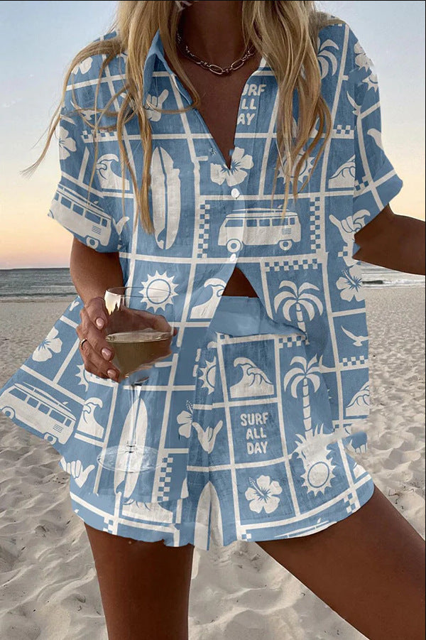 Trenara | Short Set with Caravan Print