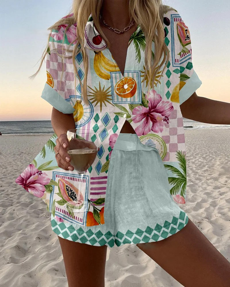 Maevin | Short Set with Fruit Print