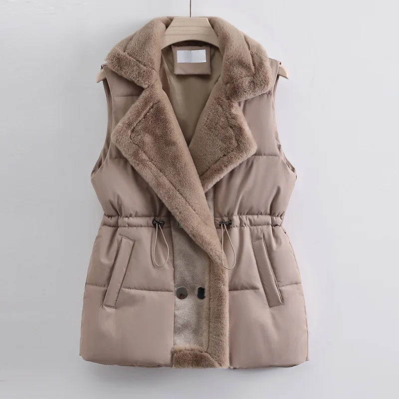 ARIA | Fur Trim Drawstring Puffer Vest