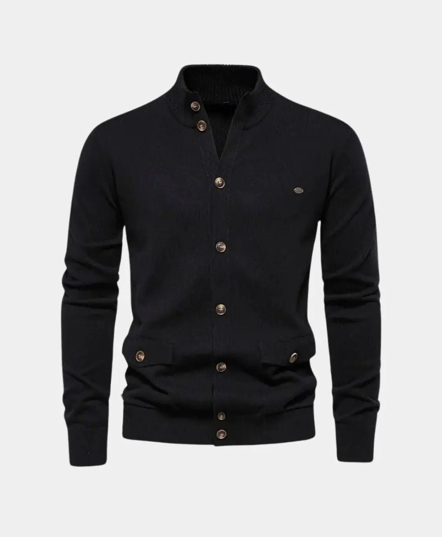 Knitted Cotton Sweater with High Collar - Rowan