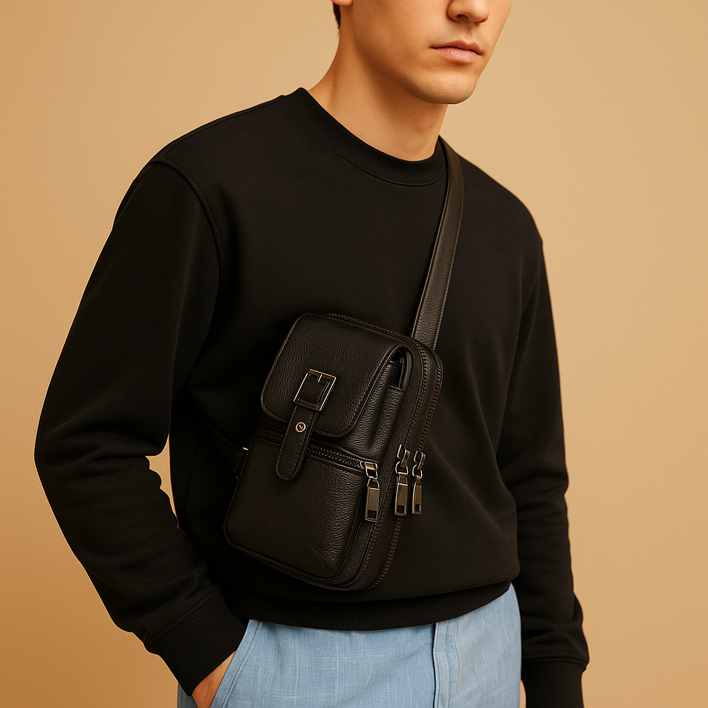 Anti-theft leather crossbody bag | Naomi