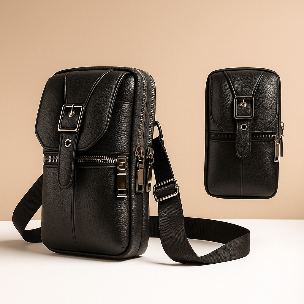 Anti-theft leather crossbody bag | Naomi