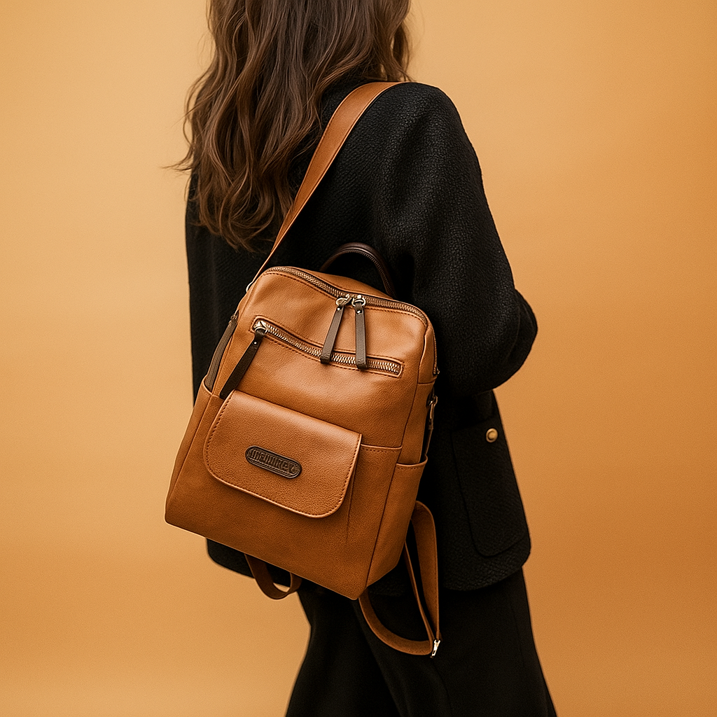 Anti-theft leather travel backpack | Sophie