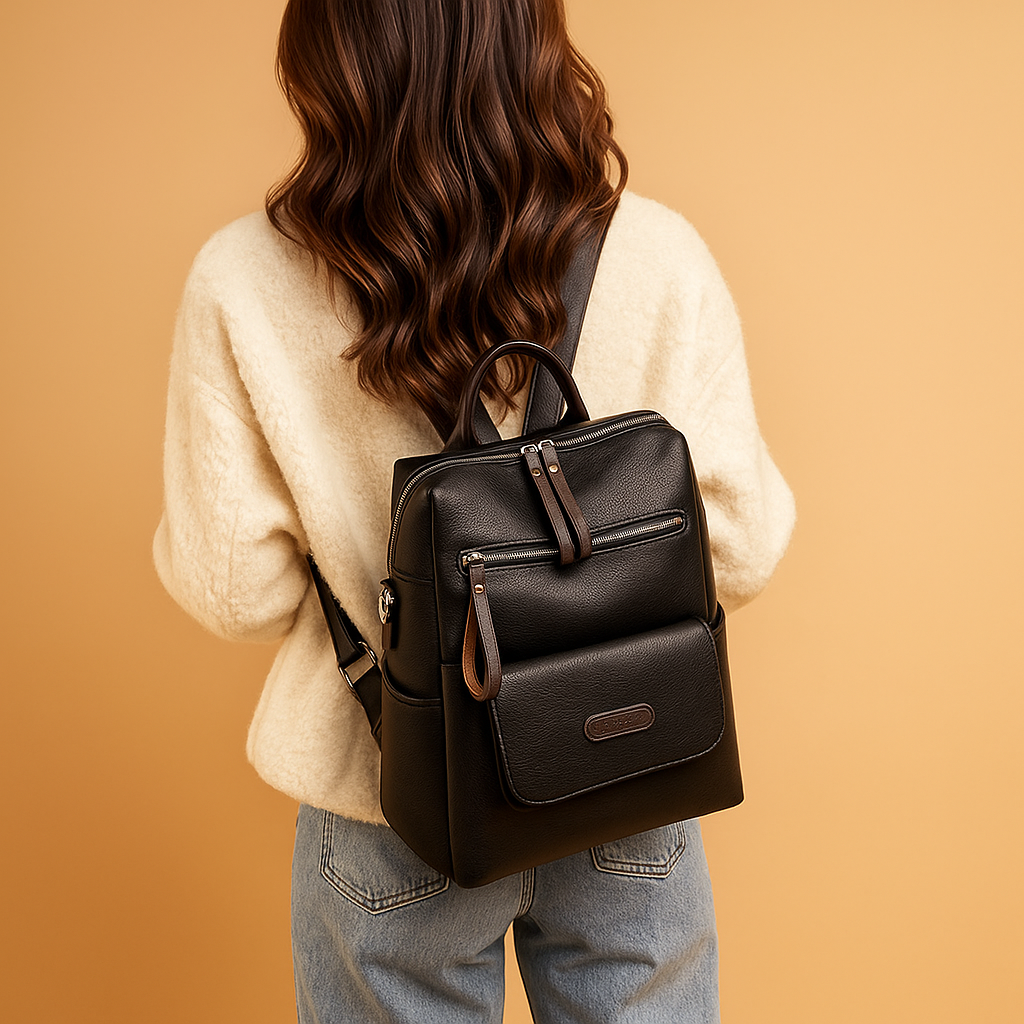 Anti-theft leather travel backpack | Sophie
