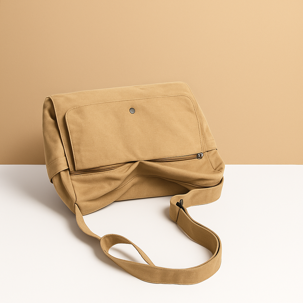 Canvas shoulder bag with outer pocket | Grace
