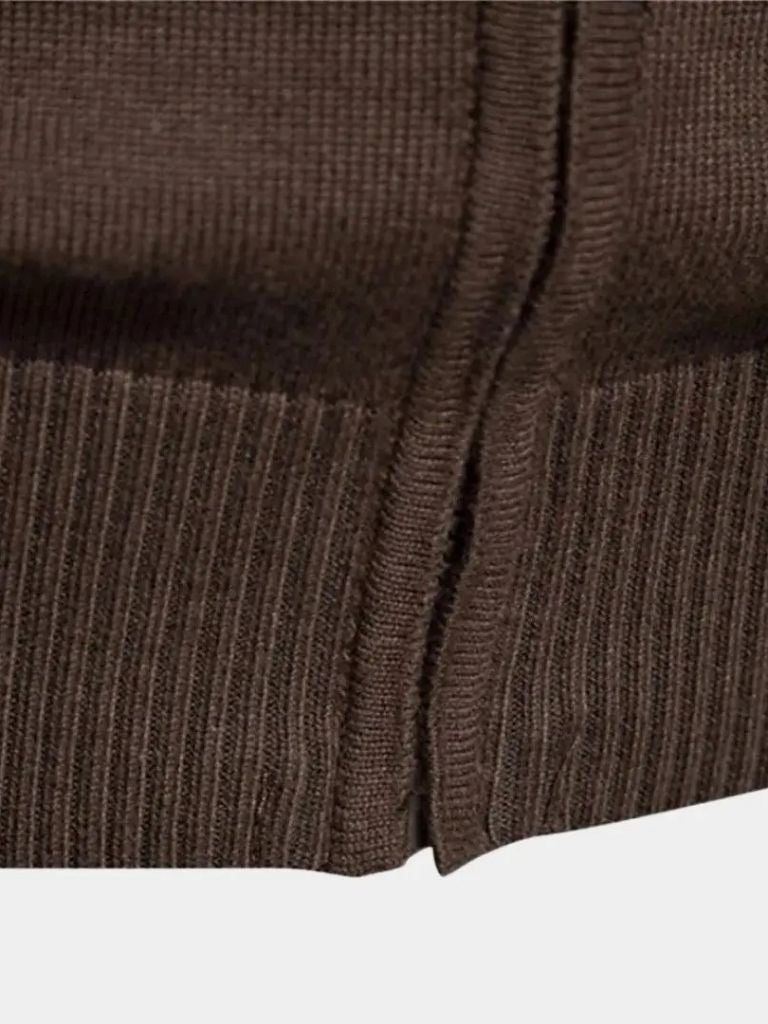 Rowan High-Collar Knitted Cardigan with Zipper