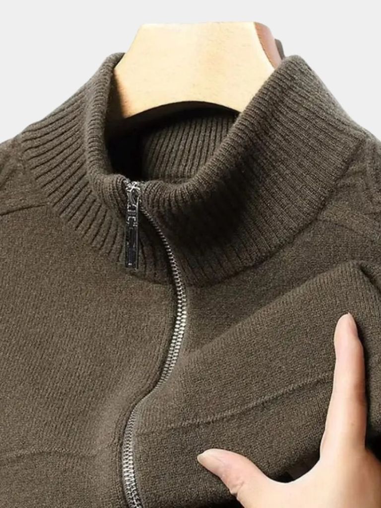 Rowan Roll Neck Cashmere Zip Pullover