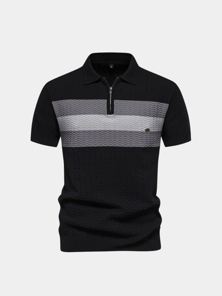 Classic Fitted Polo with Zip Collar and Short Sleeves - Rowan