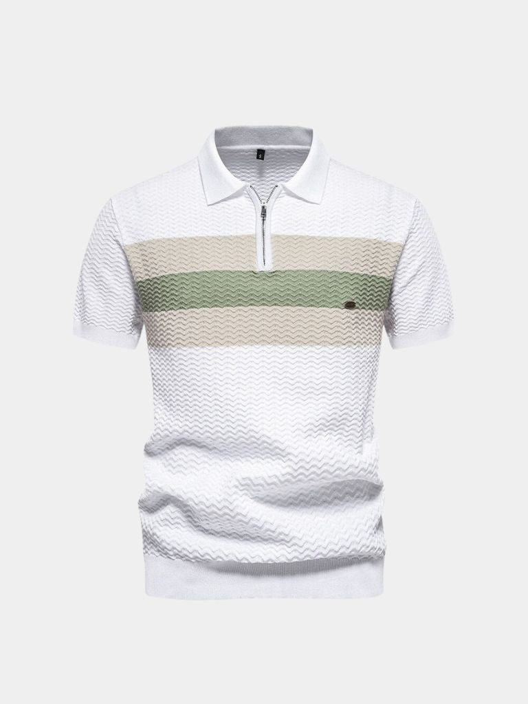 Classic Fitted Polo with Zip Collar and Short Sleeves - Rowan