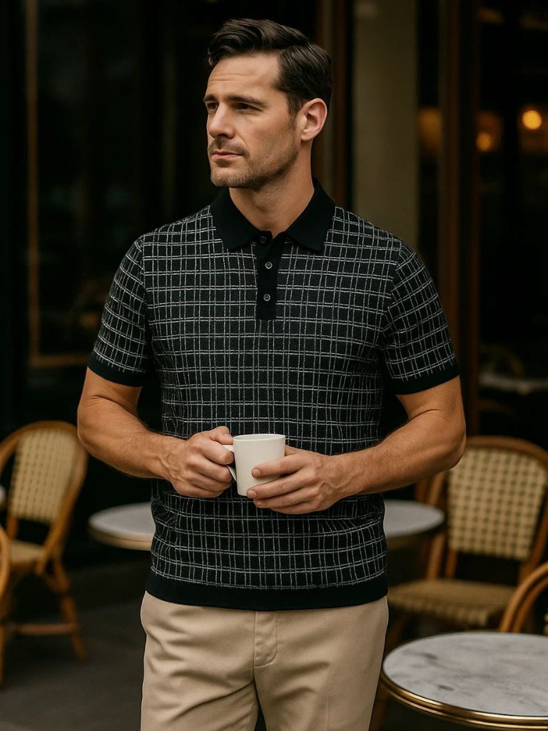 Classic Black Knit Polo - Rowan