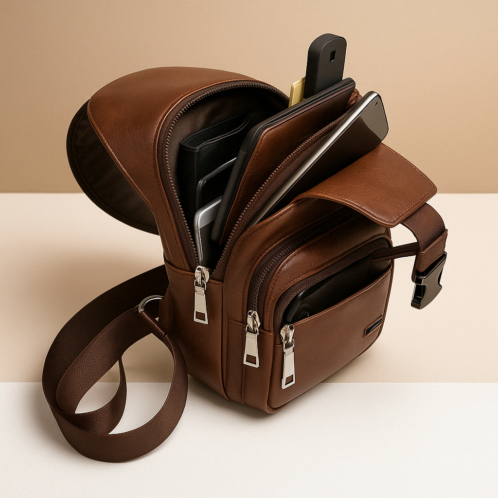 Classy leather anti-theft crossbody bag | Declan