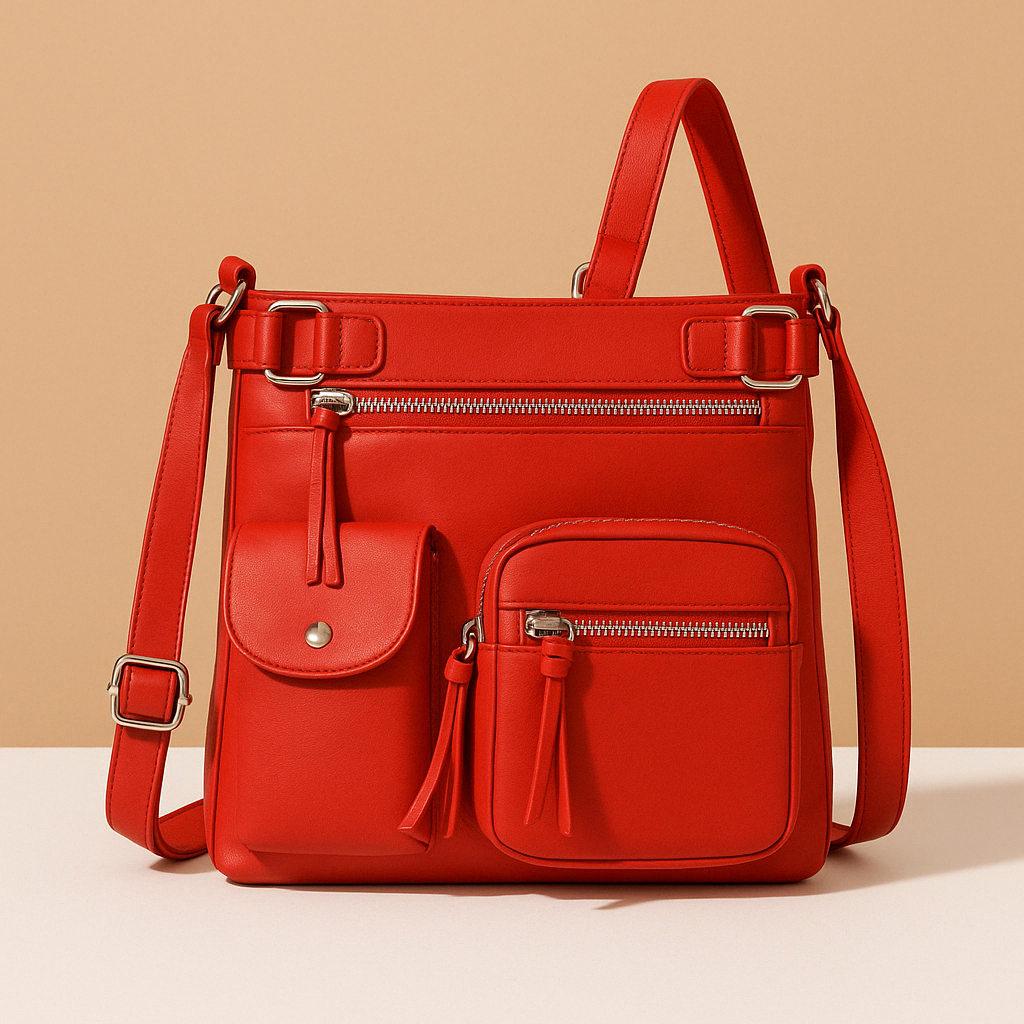 Convertible anti-theft leather shoulder bag with pockets | Brielle