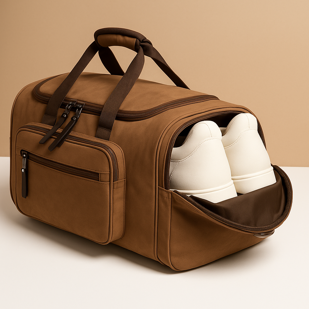 Expandable cotton duffle bag with compartments | Patrick
