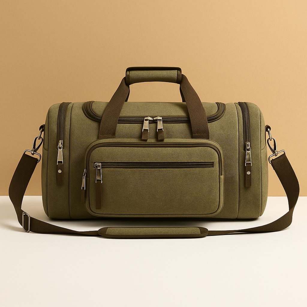 Expandable cotton duffle bag with compartments | Patrick