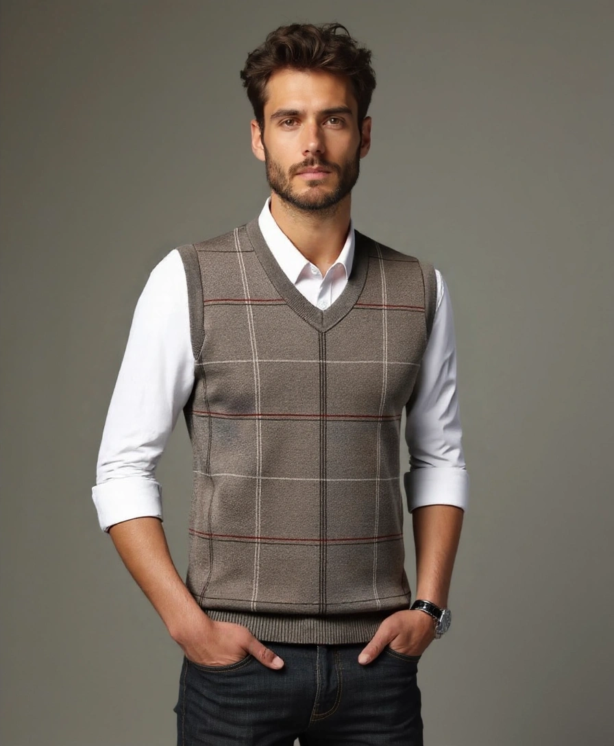 Kinit Plaid Academic Vest - Rowan