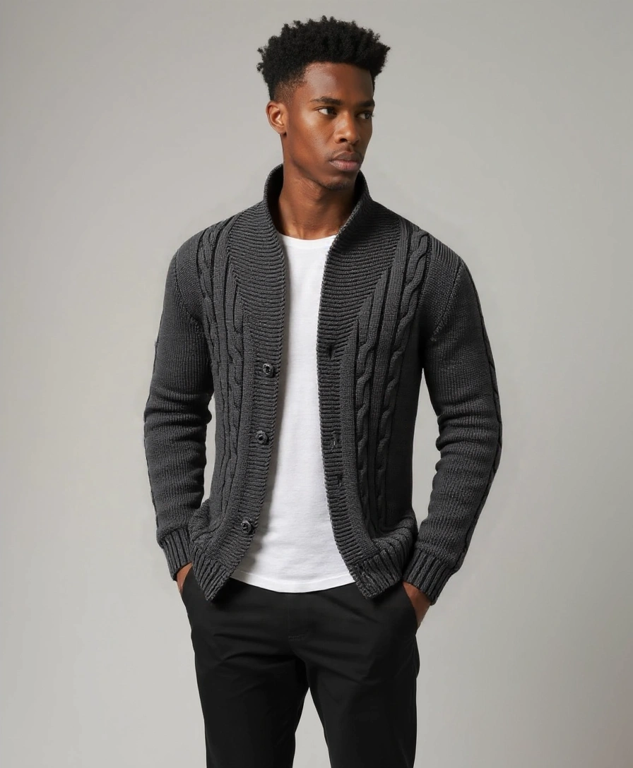 Elegant Knitted Cardigan for Men - Rowan
