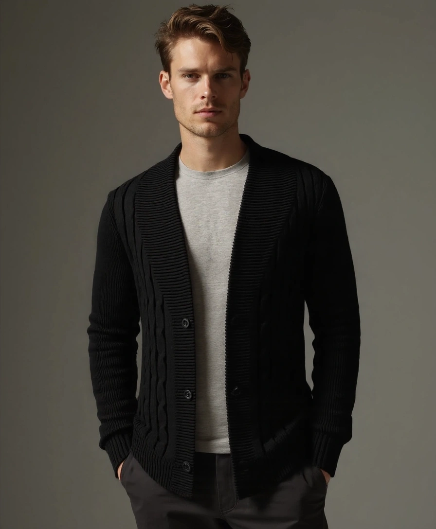 Elegant Knitted Cardigan for Men - Rowan