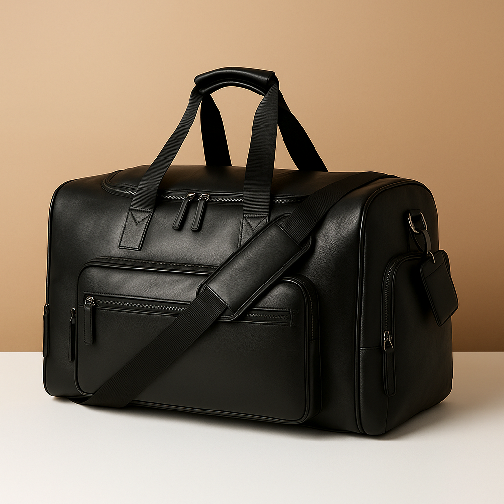 Leather travel duffle bag with compartments | Ethan