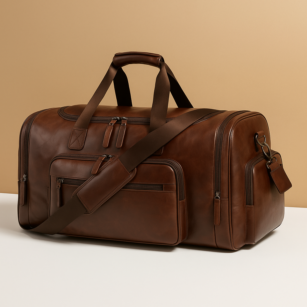 Leather travel duffle bag with compartments | Ethan