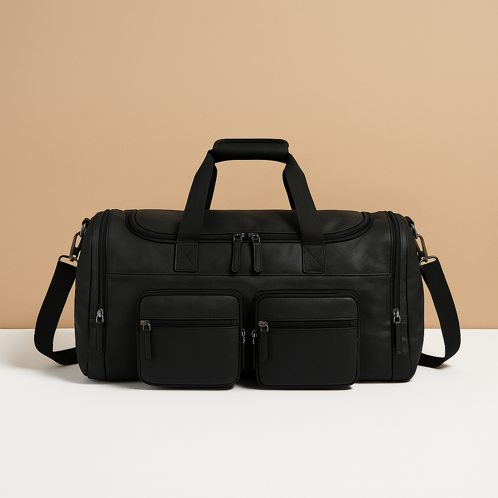 Leather travel duffle bag with compartments | Ethan