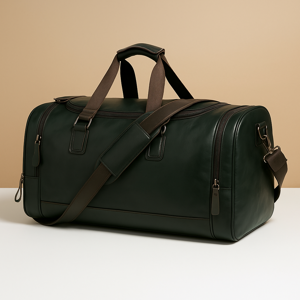 Leather travel duffle bag with compartments | Ethan