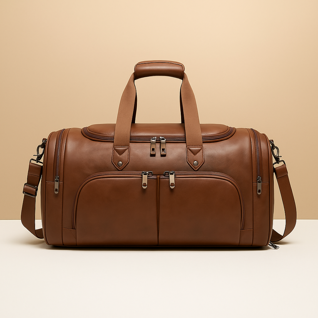 Leather travel duffle bag with shoe compartment | Franklin