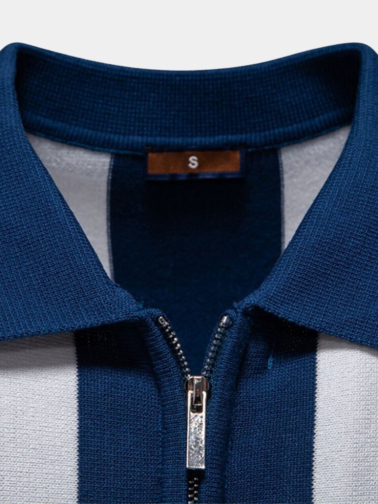Navy Striped Polo - Rowan