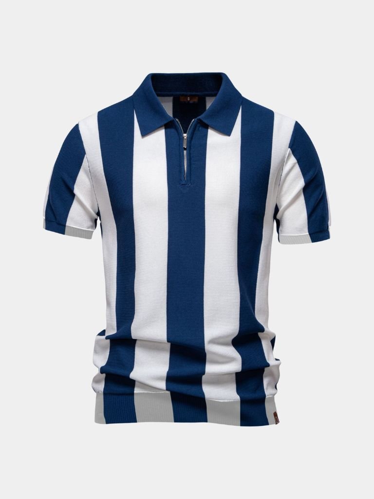 Navy Striped Polo - Rowan