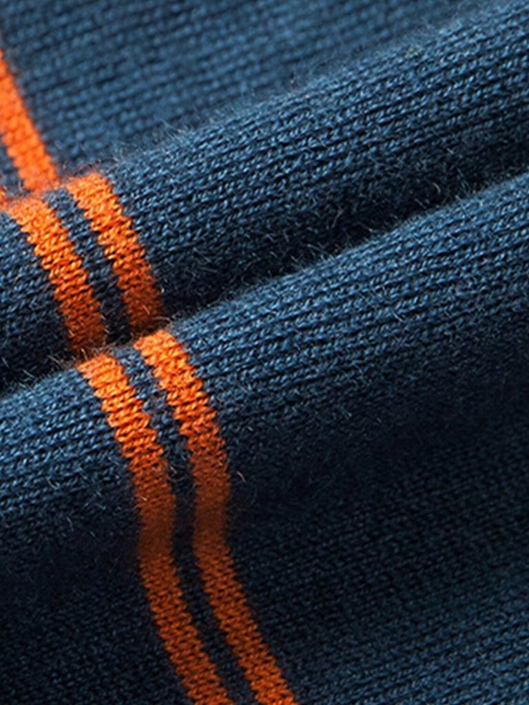 Navy Striped Polo at Sunset - Rowan