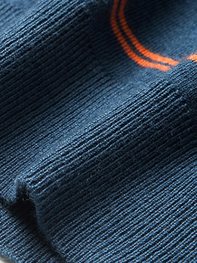 Navy Striped Polo at Sunset - Rowan