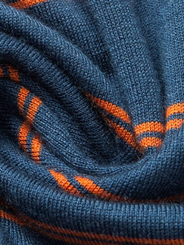 Navy Striped Polo at Sunset - Rowan