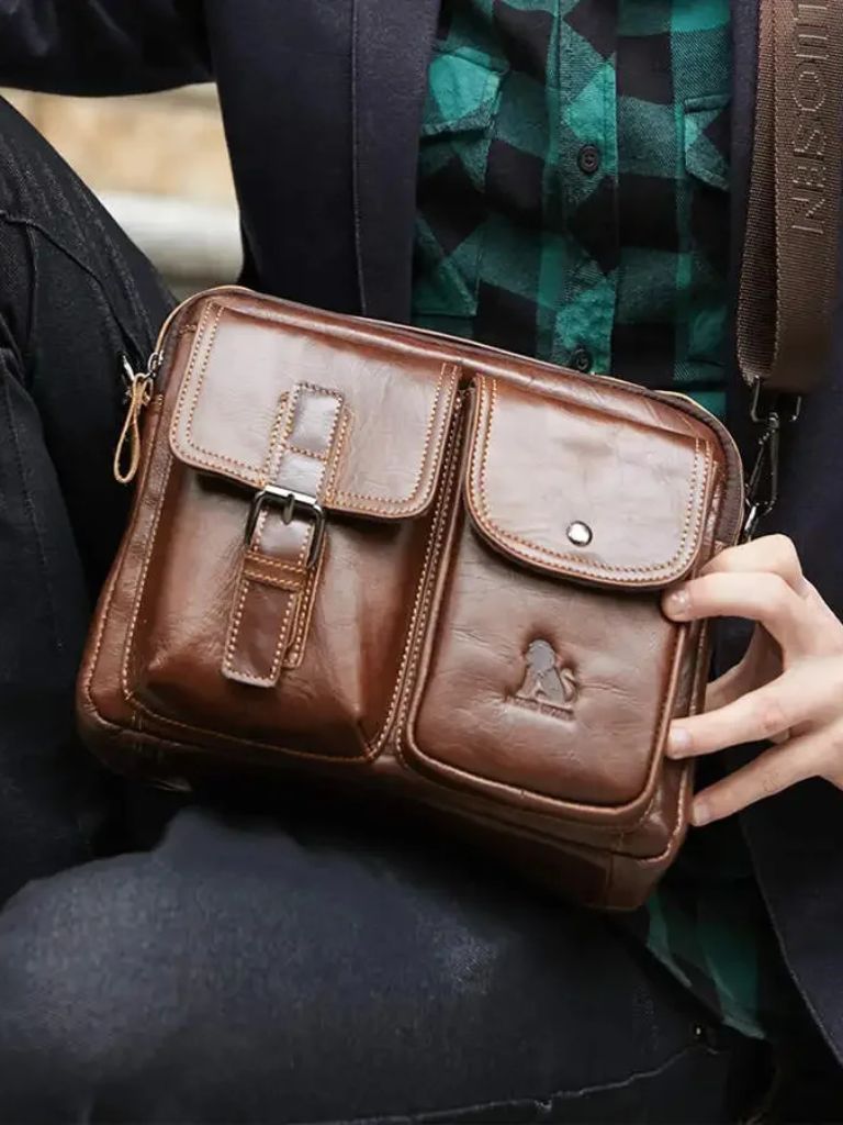 Rowan Vintage-Inspired Square Leather Crossbody Bag