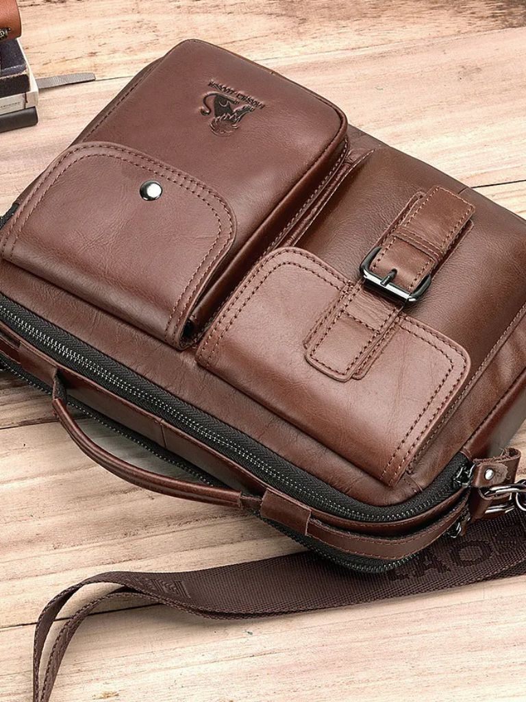 Rowan Vintage-Inspired Square Leather Crossbody Bag