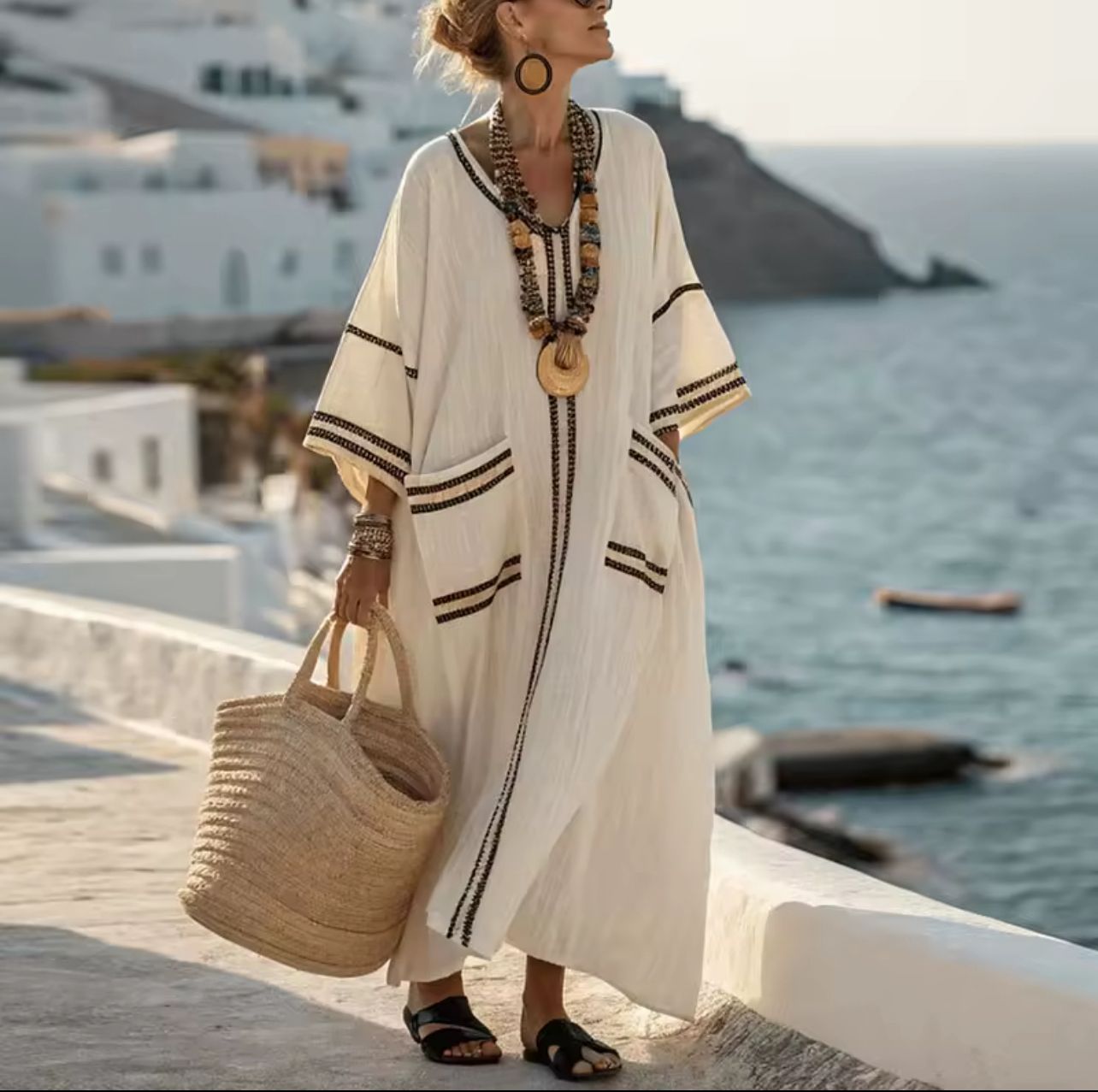 Loose "Alice" Dress with Contrasting Finishes