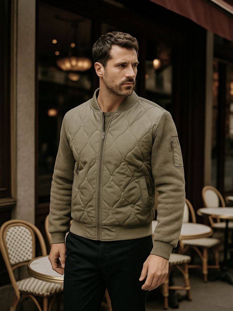 Rowan Padded Sherpa Sleeve Bomber Jacket