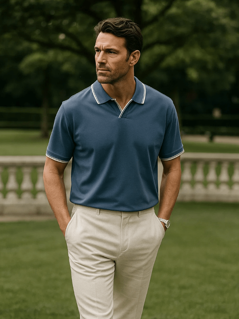 Timeless Black V-Neck Polo - Rowan