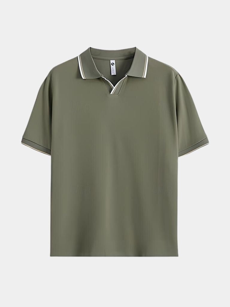 Timeless Black V-Neck Polo - Rowan