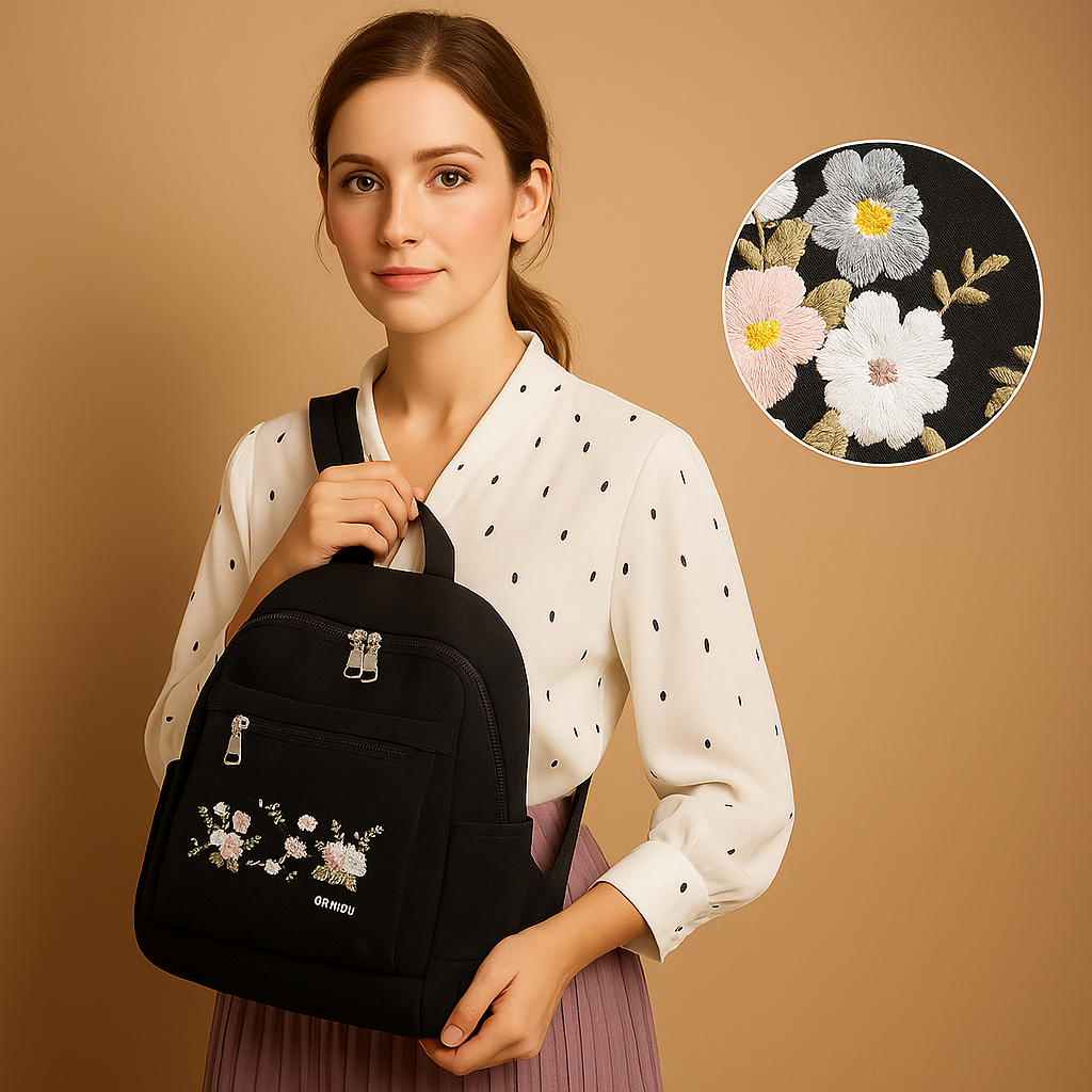 Floral embroidered travel backpack | Daisy
