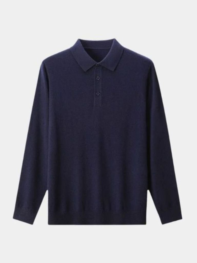 Buttoned Knit Wool Polo Sweater - Rowan